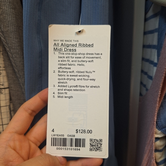 lululemon All Aligned Ribbed Midi Dress oasis blue sz 4 NWT - Picture 6 of 6
